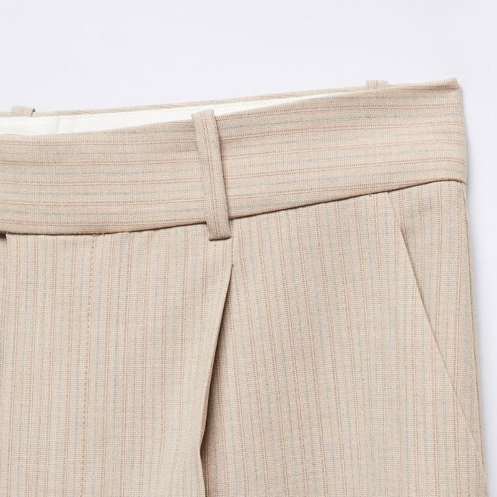 NEW Mango Striped Trousers-Size 12-Beige with Light Blue Stripe - Picture 4 of 15